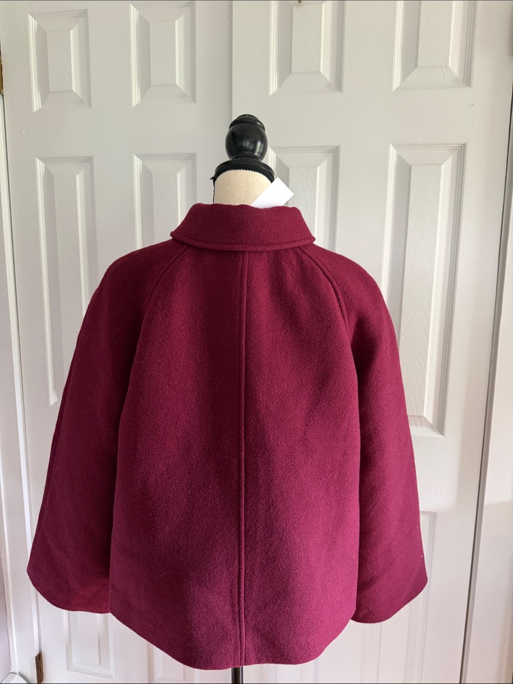 J. Crew Cropped Wool-Blend Swing Coat in Burgundy Size L - Picture 11 of 13